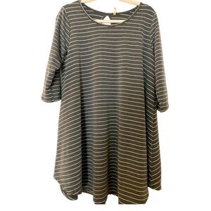 Wishlist T-shirt swing dress, size M-L. Gray and white stripes.  Half sleeves.